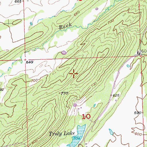 Topographic Map of Troly Lake Dam, OK