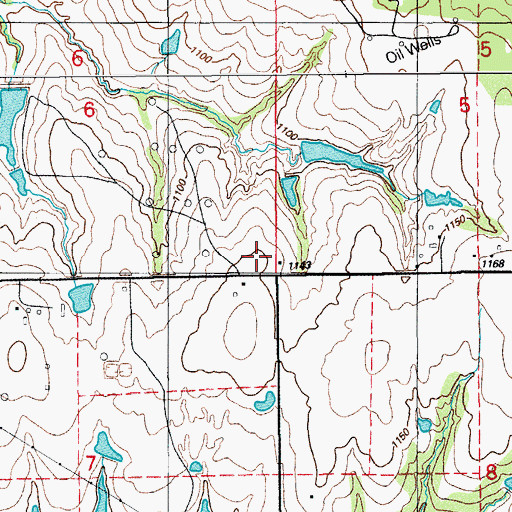 Topographic Map of Oknoname 137016 Dam, OK