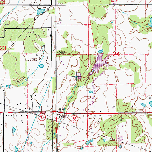 Topographic Map of Oknoname 137071 Reservoir, OK