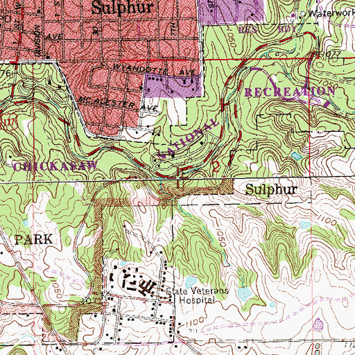 Topographic Map of Cold Springs 1 Dam, OK