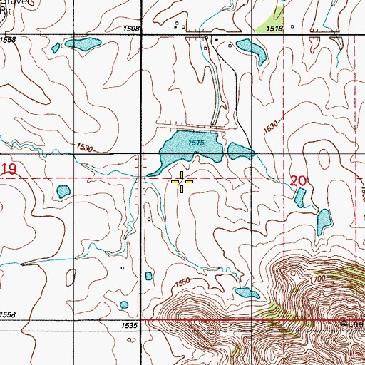 Topographic Map of Rainy Mountain Creek Site 15-B Reservoir, OK