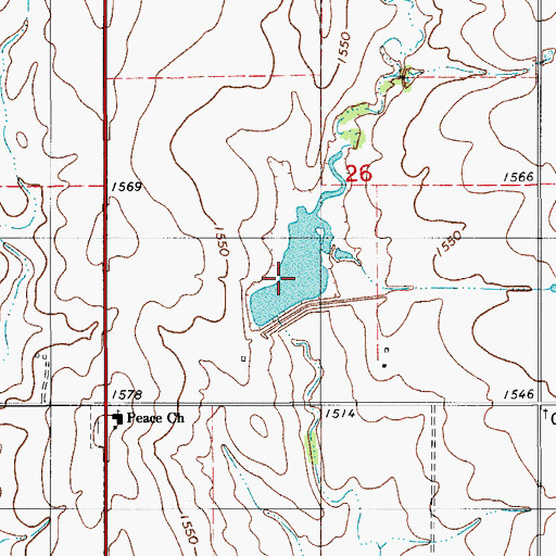Topographic Map of Boggy Creek Watershed Site 28 Dam, OK