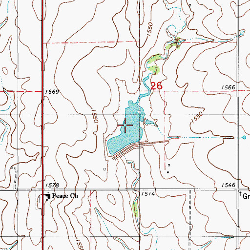 Topographic Map of Boggy Creek Watershed Site 28 Reservoir, OK