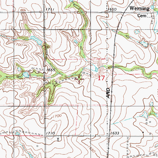 Topographic Map of Boggy Creek Watershed Site 25a Dam, OK