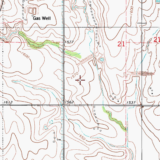 Topographic Map of Boggy Creek Watershed Site 25 Reservoir, OK