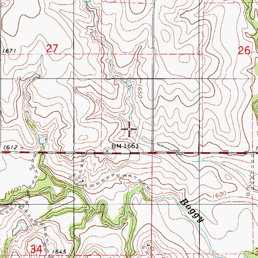 Topographic Map of Boggy Creek Watershed Site 20 Reservoir, OK