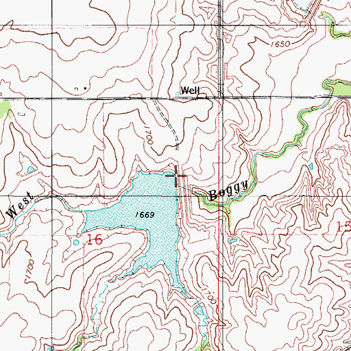 Topographic Map of Boggy Creek Watershed Site 13 Dam, OK