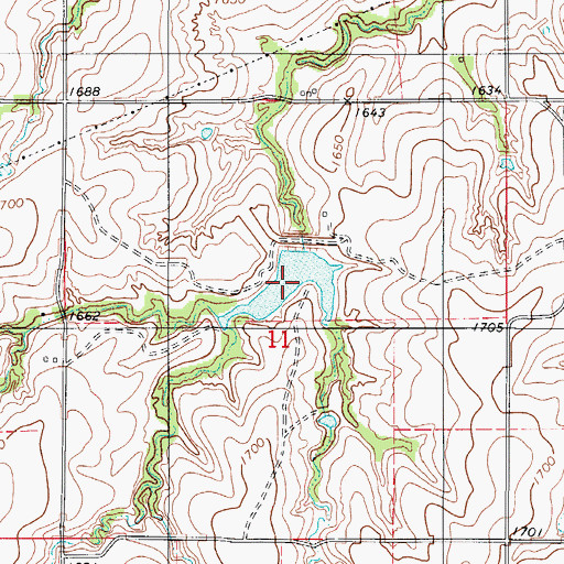 Topographic Map of South Clinton Laterals Site 3 Reservoir, OK