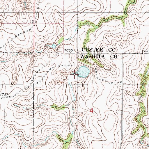 Topographic Map of South Clinton Laterals Site 1 Reservoir, OK