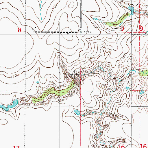 Topographic Map of Cavalry Creek Watershed 8 Dam, OK