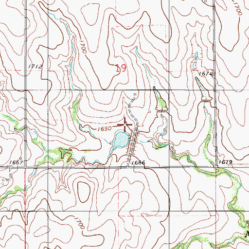 Topographic Map of Cavalry Creek Watershed 22 Dam, OK