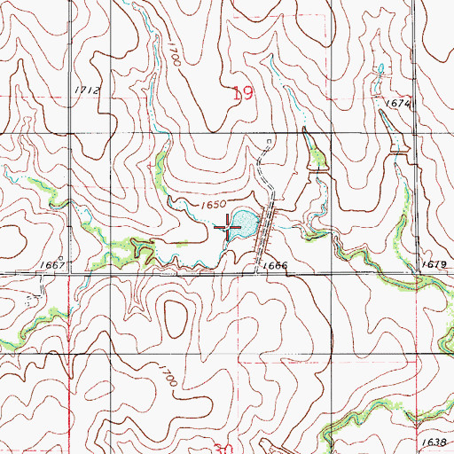 Topographic Map of Cavalry Creek Watershed 22 Reservoir, OK