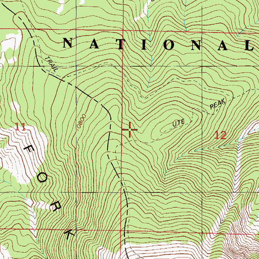 Topographic Map of Ute Peak Trail, CO