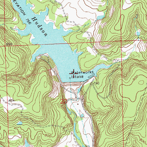 Topographic Map of Hudson Dam, OK