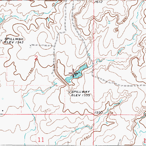 Topographic Map of Tri-County Turkey Creek Site 18 Reservoir, OK