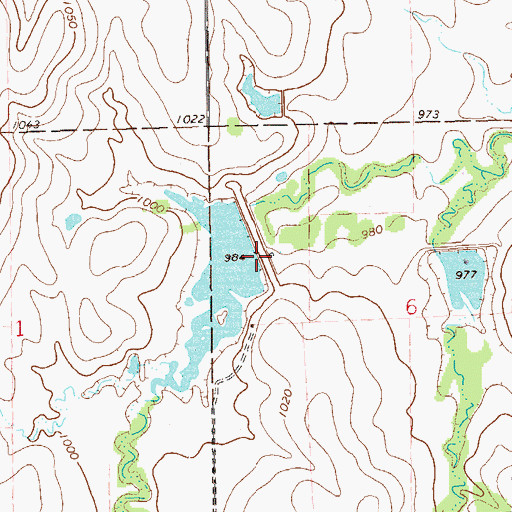 Topographic Map of Upper Red Rock Creek Site 54 Dam, OK