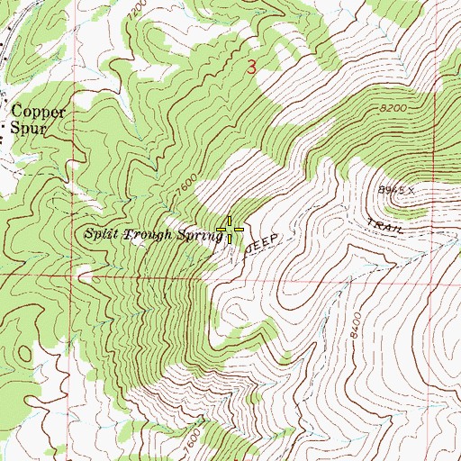 Topographic Map of Split Trough Spring, CO