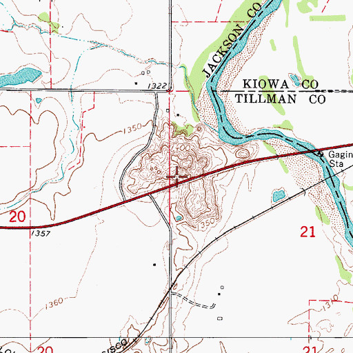 Topographic Map of Kickapoo Sandy Creek Site K2 Dam, OK
