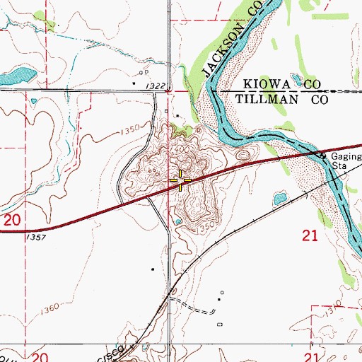 Topographic Map of Kickapoo Sandy Creek Site K2 Reservoir, OK