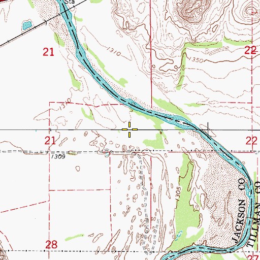 Topographic Map of Kickapoo Sandy Creek Site K6 Dam, OK