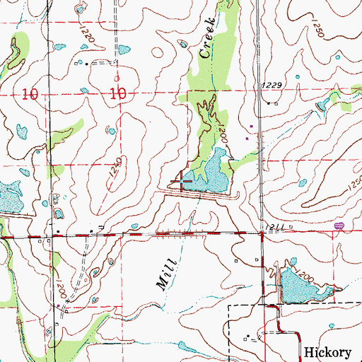 Topographic Map of Mill Creek Watershed 1 Reservoir, OK