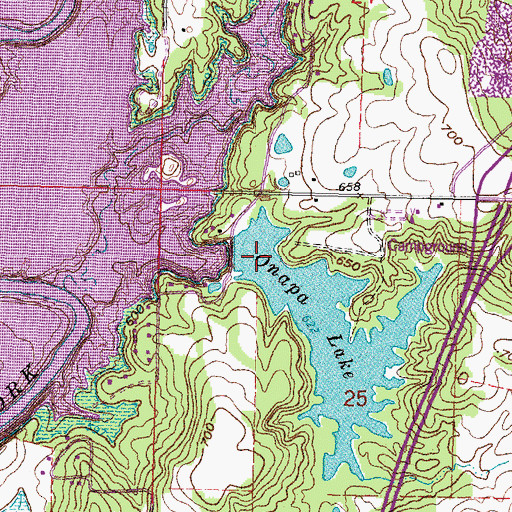 Topographic Map of Onapa Lake Dam, OK