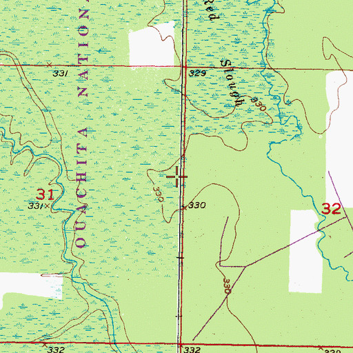 Topographic Map of Oknoname 089018 Reservoir, OK