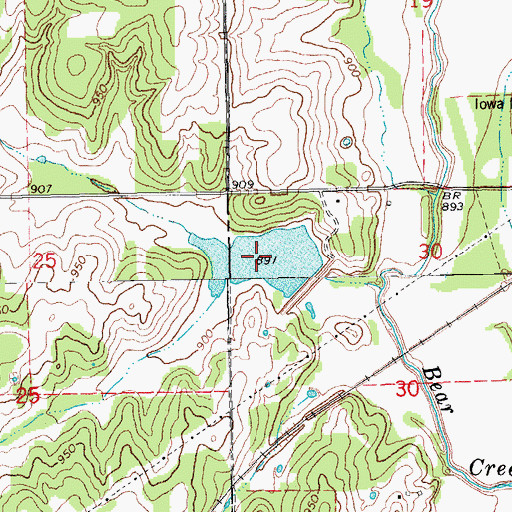 Topographic Map of Bear Fall Coon Creek Site 19r Reservoir, OK