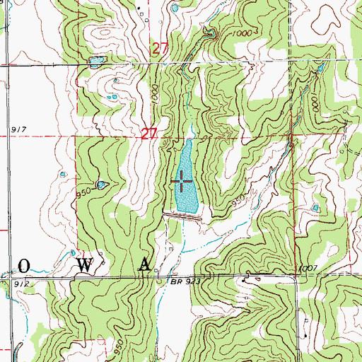 Topographic Map of Bear Fall Coon Creek Site 21 Reservoir, OK