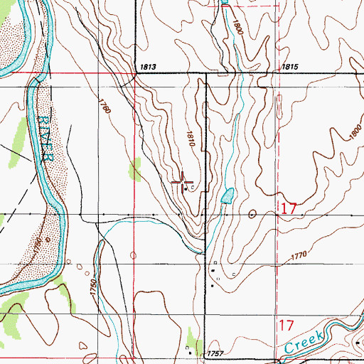 Topographic Map of O H Reid Dam, OK