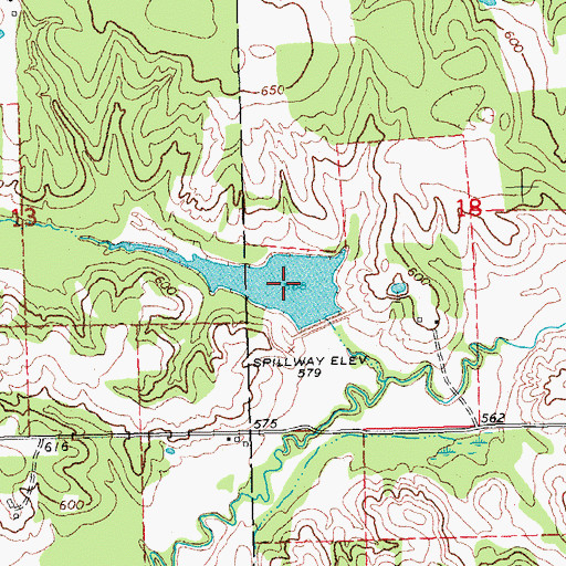 Topographic Map of Caney Creek Site 10 Reservoir, OK