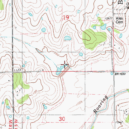 Topographic Map of Roaring Creek Site 15 Reservoir, OK