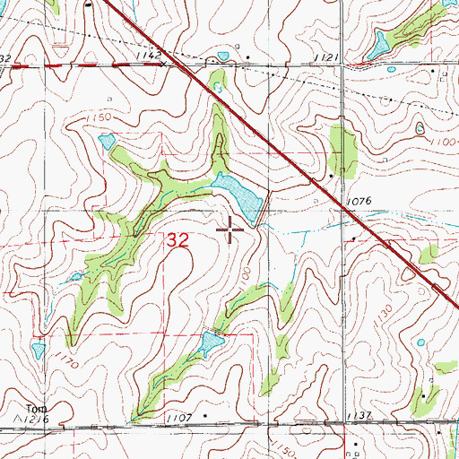 Topographic Map of Roaring Creek Site D-1 Reservoir, OK