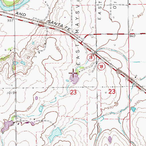 Topographic Map of Maysville Laterals Site L1 Reservoir, OK
