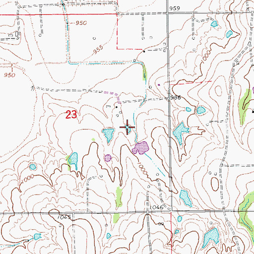 Topographic Map of Maysville Laterals Site H10 Dam, OK