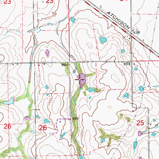 Topographic Map of Maysville Laterals Site L3 Reservoir, OK