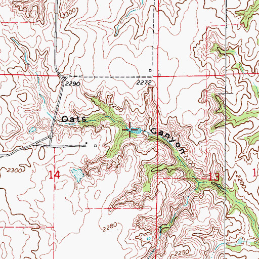 Topographic Map of Harris Number 1 Reservoir, OK