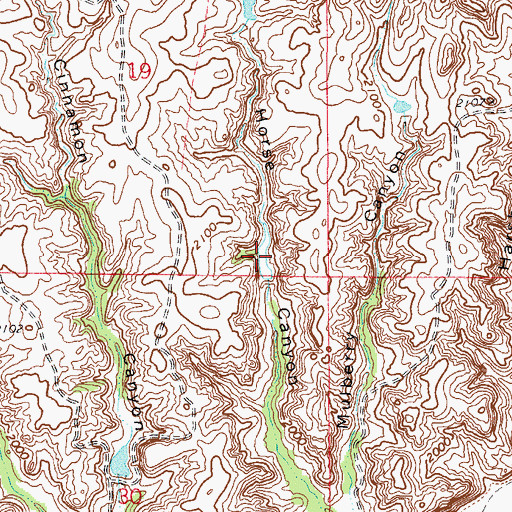 Topographic Map of Hutchison Number 1 Reservoir, OK
