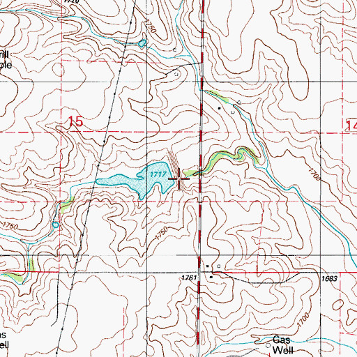 Topographic Map of Panther Creek Watershed Site 1 Reservoir, OK