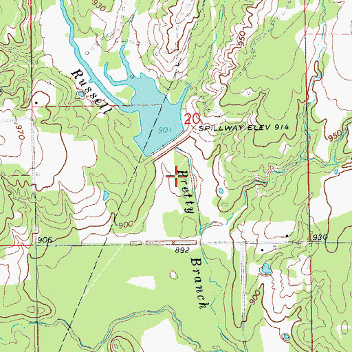 Topographic Map of Caddo Creek Site 3 Dam, OK