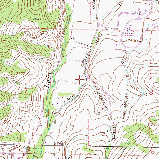 Topographic Map of Creamery Gulch, CO
