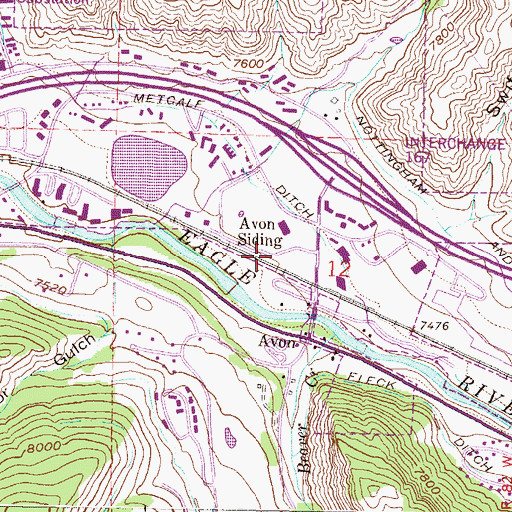 Topographic Map of Avon Siding, CO