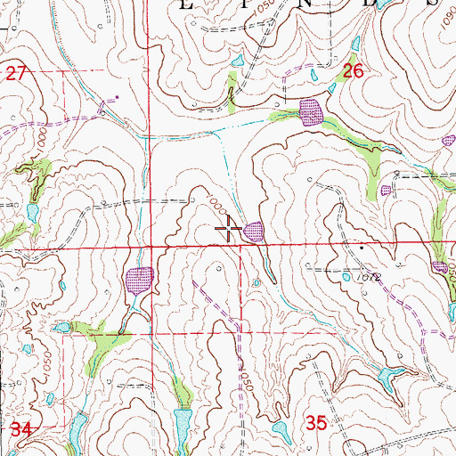 Topographic Map of Maysville Laterals Site H9b Dam, OK