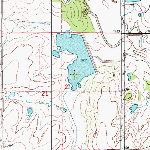 Topographic Map of Rainy Mountain Creek Site 22 Reservoir, OK