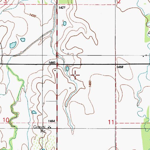 Topographic Map of Rainy Mountain Creek Site 13 Reservoir, OK