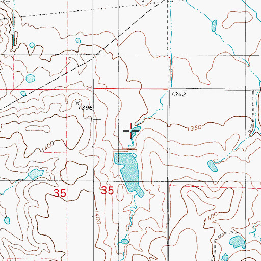 Topographic Map of Rainy Mountain Creek Site 3 Reservoir, OK