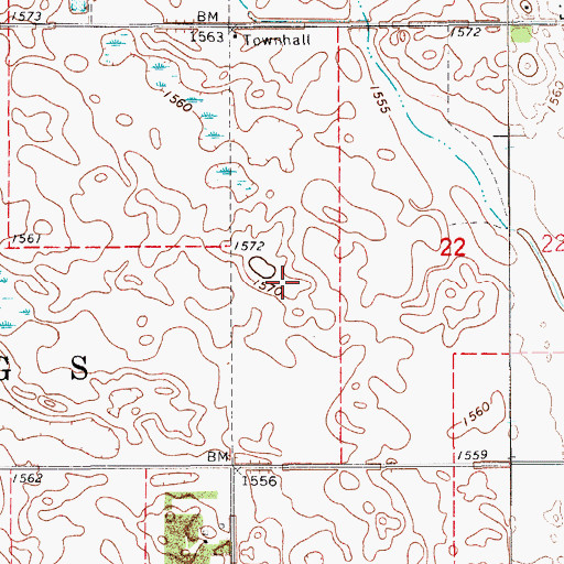 Topographic Map of Township of Billings, ND