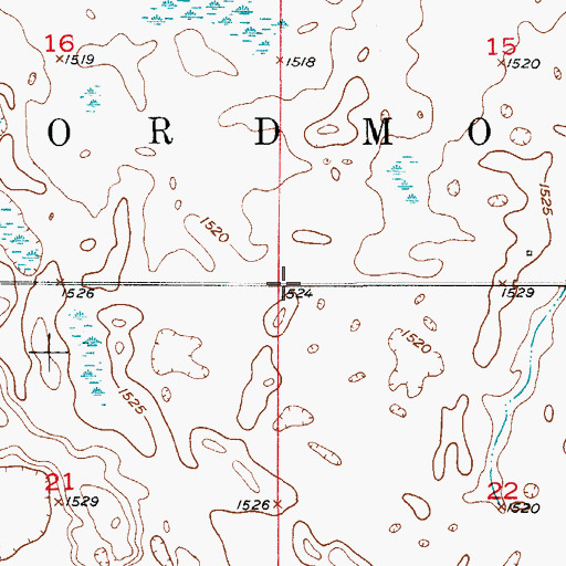 Topographic Map of Township of Nordmore, ND