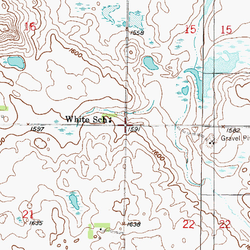 Topographic Map of Township of White, ND