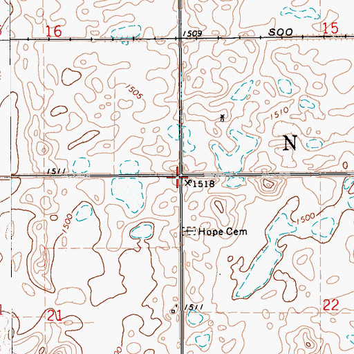 Topographic Map of Township of Hope, ND